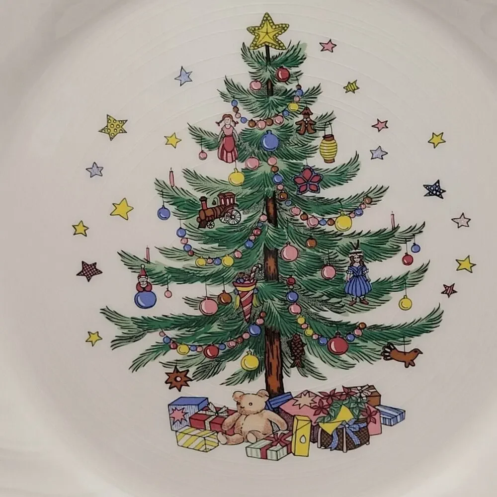 Set of 2 Nikko Happy Holidays Christmas Swirl Dinner Plates 10.75